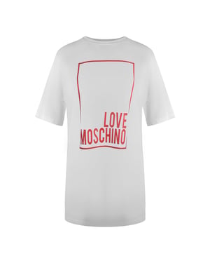 Love Moschino Large Box Logo Oversized White Mini T-shirt Dess