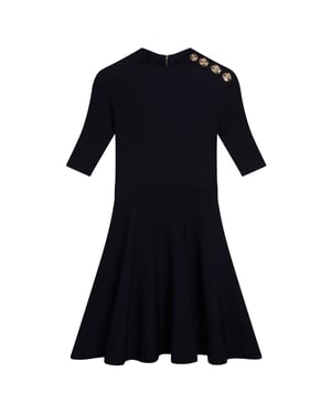 Ted Baker Lilano Geribbelde Gebreide Jurk Met Knoopdetails In Marineblauw