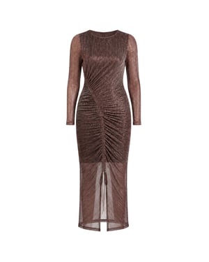 Ted Baker Anthers Metallic Bodycon Jurk Met Plooien In Roze