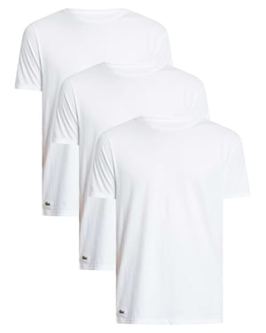 Lacoste 3 Pack Crew Lounge T-Shirts, White