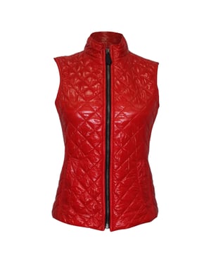 Burberry Quilted Zip-Up Down Vest in Red Polyamide