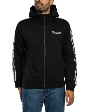 EA7 Hoodie Met Ritsvak Met Logo, Zwart