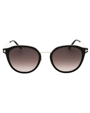 Tom Ford Zonnebril Met Bruin Verloopglazen En Glanzend Zwarte Afwerking