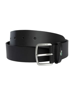 Lacoste Gladde Leren Riem, Zwart