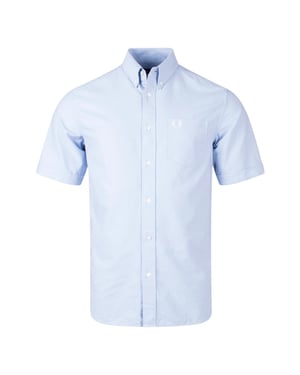 Fred Perry Oxford Overhemd Met Korte Mouwen In De Kleur Licht Rookgrijs