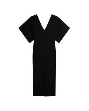 Ted Baker Rebecca Gebreide Midi-jurk Met V-hals, Zwart