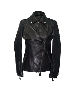 Burberry Quilted Accent Biker Jacket in Black Lamb Leather