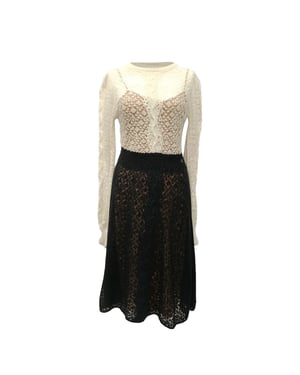 Chanel Two-Tone Lace Midi Dress in Black Wool
