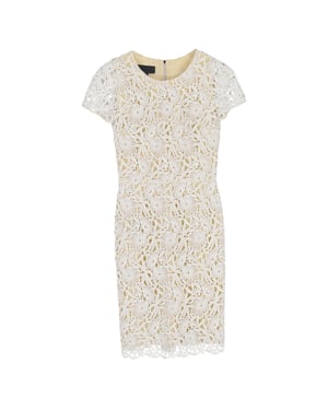 Burberry Prorsum Lace Detailed Knee-Length Dress in White Cotton