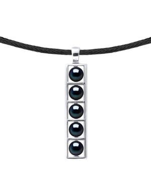 Necklace Genuine Freshwater Pearls Button 5-6 mm — Rhodium-Plated Sterling Silver 925 — 50 cm — Men