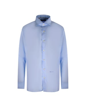 Aquascutum Branded enfärgad långärmad blå skjorta