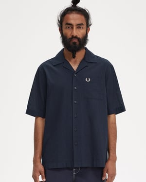 Fred Perry Mens Lightweight Texture Revere Collar Short Sleeve Shirt