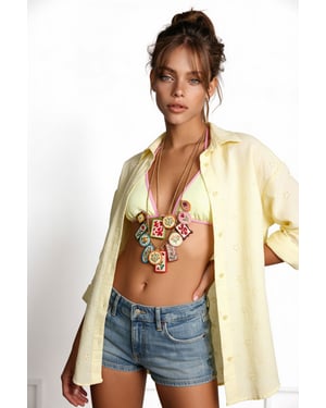Getextureerde Geborduurde Lange Mouwen Shirt met Knopsluiting
