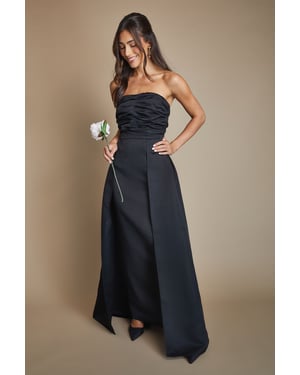 Bandeau Structured Column Maxi Bridesmaid Dress With Overskirt