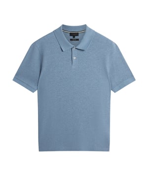 Ted Baker Redman Regular Getextureerd Lichtblauw Poloshirt