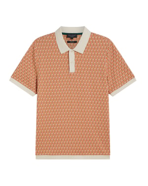 Ted Baker Hamishs Jacquard Stripe Geo Camel Polo Shirt