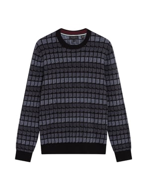 Ted Baker Osburn Regular Fit Jacquard Black Crewneck Jumper