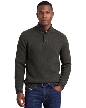 A Fish Named Fred trui groen gebreid gemêleerd slim fit