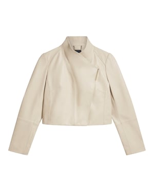 Ted Baker Riyoze Leren Cropped Wikkeljas In Ivoorkleur