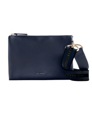 Ted Baker Darceyy Branded Webbing Leather Dark Blue Crossbody Bag
