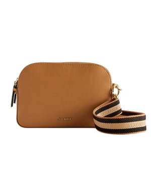 Ted Baker Darcelo Branded Webbing Leather Taupe Camera Bag