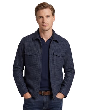 Overshirt Blue industry donkerblauw geprint