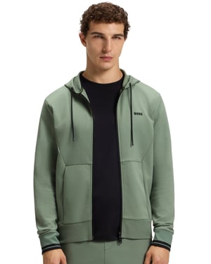 Boss Green vest groen effen sweatvest regular fit