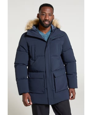 'Fern' Men's Padded Parka Jacket Water Resistant Warm Coat Navy