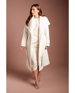 Structured Oversized Collar Belted Wrap Coat