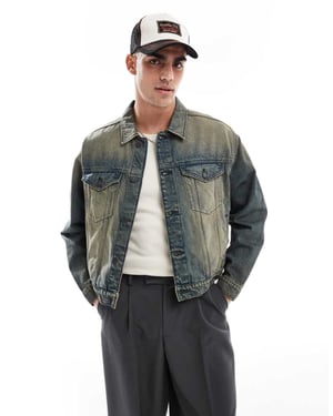 Cotton On grunge denimjacka i y2k tvättad blå