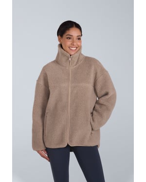 'Anna' Women's Fleece Sweater Full Zip Warm Cosy Jacket Beige