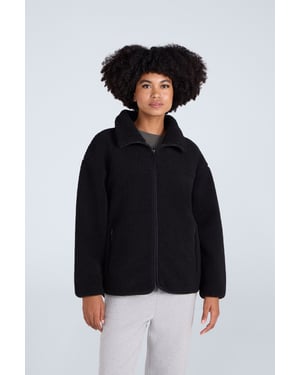 'Anna' Women's Fleece Sweater Full Zip Warm Cosy Jacket Black