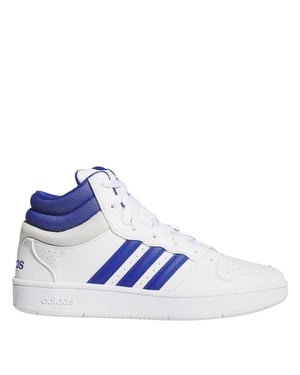 Men's adidas Hoops Mid Canvas Hi Top Sneakers in wht/blu/Orbgry