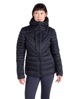 'Sky' Women's Padded Jacket with Chin Guard & Adjustable Hoodie Warm Coat Black