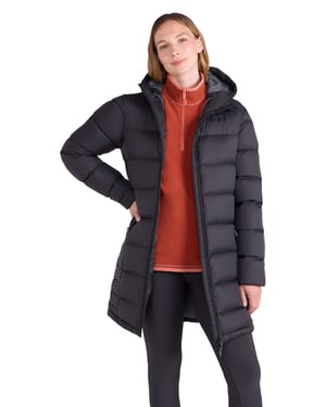 'Stratus' Women's Extreme Down Jacket Water Resistant Long Puffer Winter Coat Black