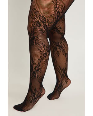 Plus Lace Detail Tights