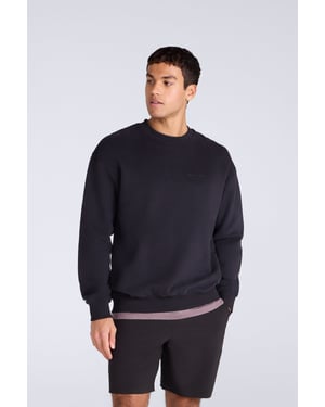 'Jonah' Men's Drop Shoulder Sweatshirt Casual Lightweight Cotton Pullover Jumper Black