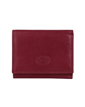 Women’s Small Leather Purse RFID Card Coin Wallet in Dark Red