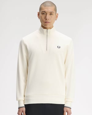 Regular Fit Long Sleeve Logo Detail Sweatshirt in White
