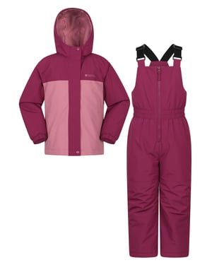 'Polar Zone' Kids Ski Jacket and Pants Set Hooded Water Resistant Winter Outfit Pink