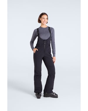 'Powder' Women's Waterproof Bib Front Ski Pants Fleece Lined Snowboard Trouser Black