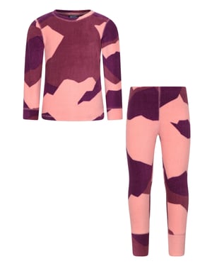 'Polar' Kids Fleece Base Layer Set IsoTherm Warm Antipill Ski Top and Pant Coral