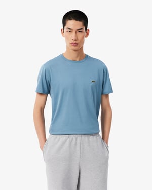Regular Fit Short Sleeve Logo Detail T-Shirt in Light Blue
