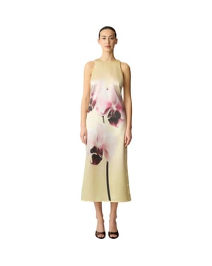 YAS Orchida satin long dress s. show anise flower