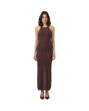 YAS Isabel sl long knit dress fest coffee bean