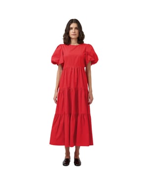 YAS Colea ss ankle dress s. noos fiery red