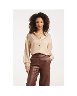 Smashed Lemon Satijnen blouse met kraag en knoopsluiting |