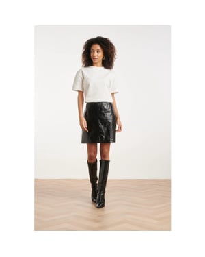 Smashed Lemon Mini rok van glanzend faux leather |