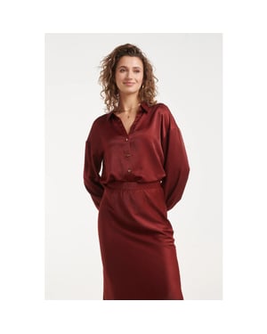 Smashed Lemon Satijnen blouse met kraag en knoopsluiting |