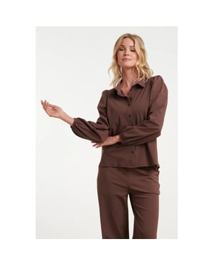 Smashed Lemon Blouse met pofmouwen in comfortabele travel quality |